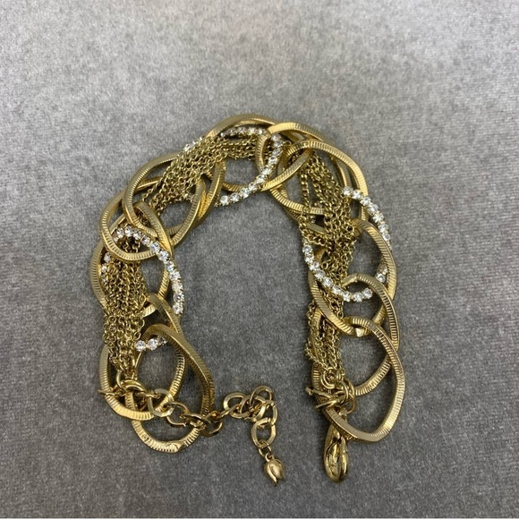 GOLD tone chain cubic zirconia braided bracelet - Picture 5 of 5